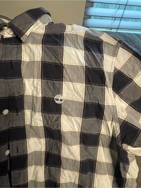 Timberland Blue White Plaid Casual Button-Down Shirt